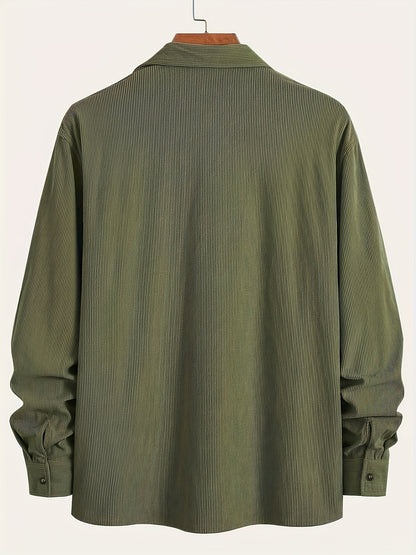 Textured casual button-up overshirt for men | Ellison Cord -14