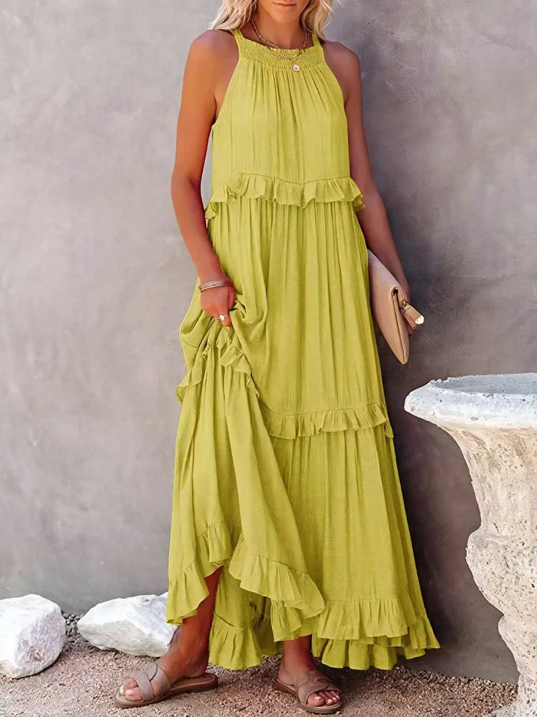 Tiered ruffle maxi dress for women | Lara