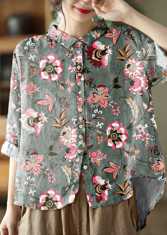 Orange Peter Pan Collar Button Blouse Chic for Women | Solenne