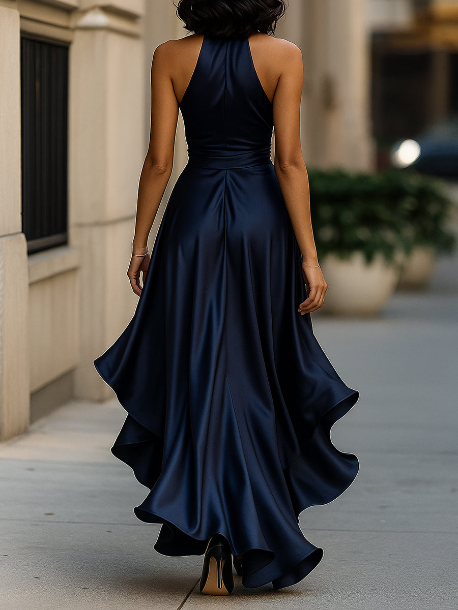 Elegant halter neck high-low dress for women | Sara