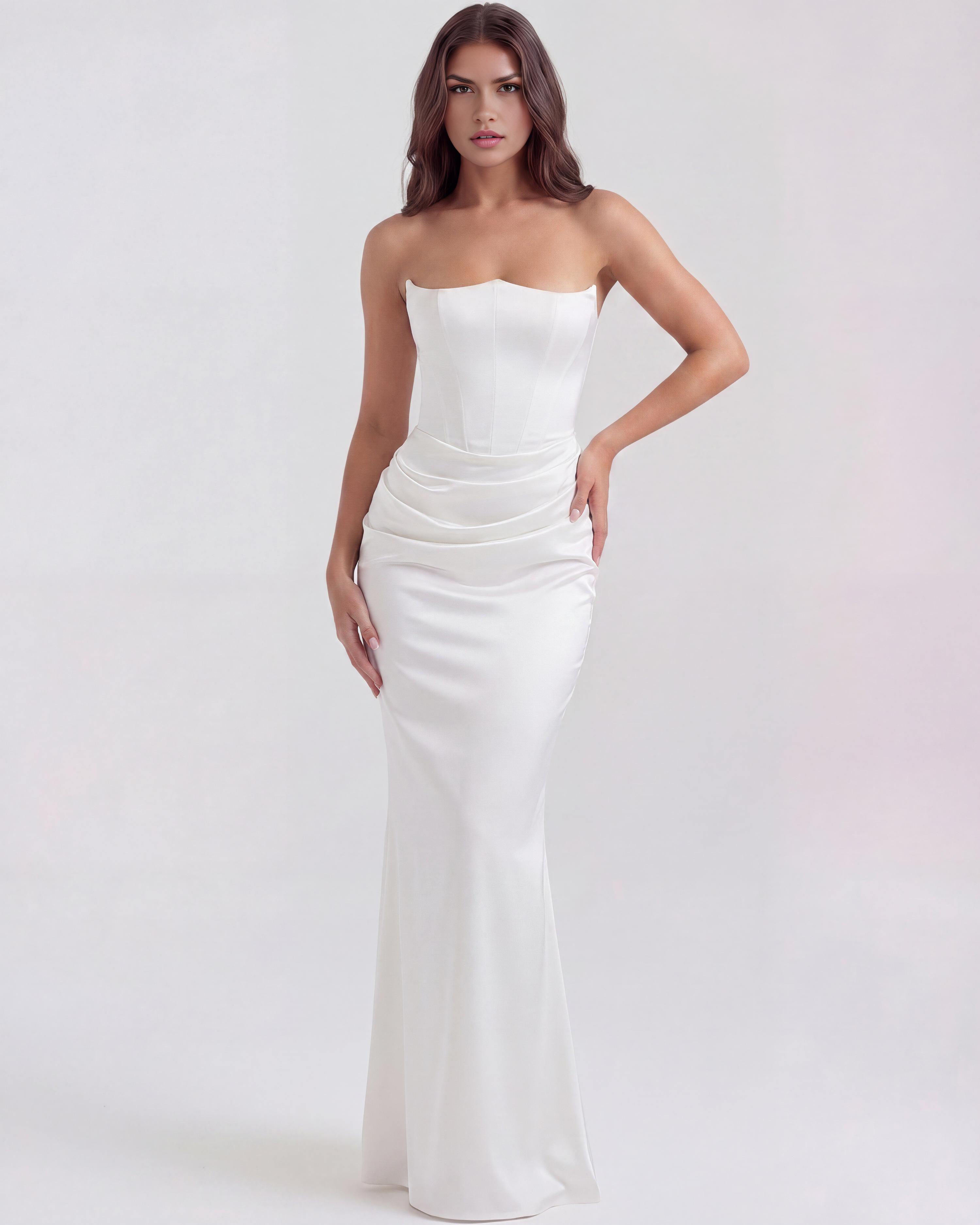Sculpted corset strapless maxi dress for women | Rosalind