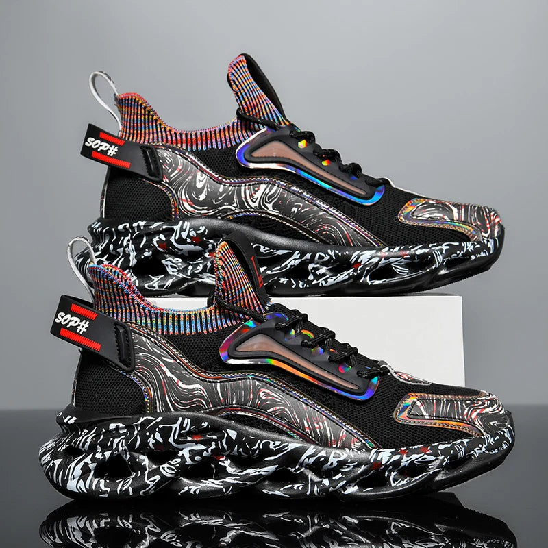 Street-style splattered-sole everyday trainers for men | Rebel Pulse -5