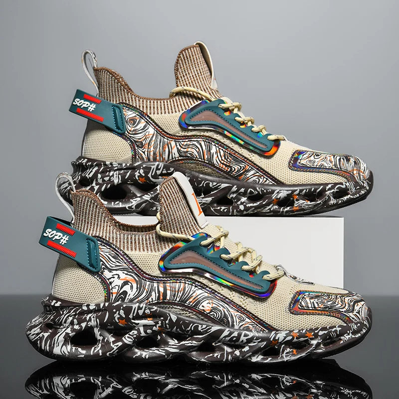Street-style splattered-sole everyday trainers for men | Rebel Pulse -8