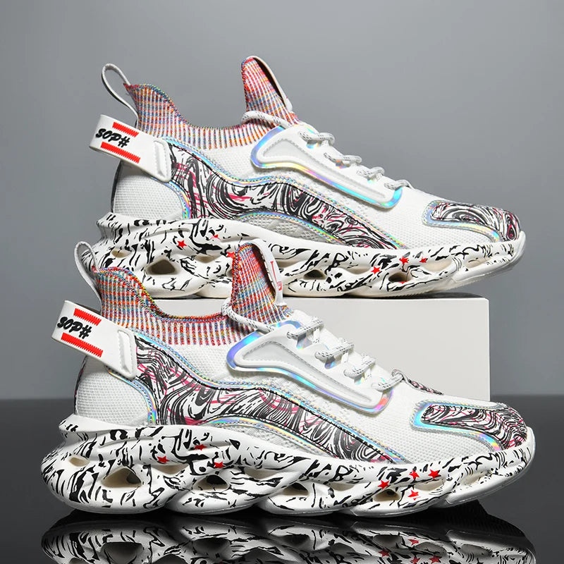 Street-style splattered-sole everyday trainers for men | Rebel Pulse -12