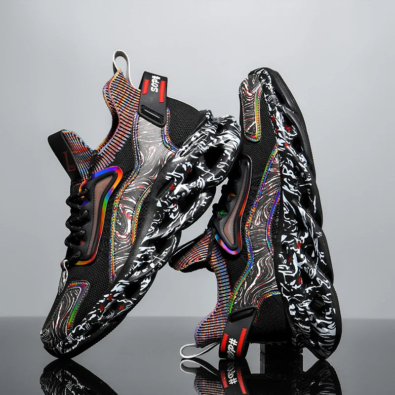 Street-style splattered-sole everyday trainers for men | Rebel Pulse -1