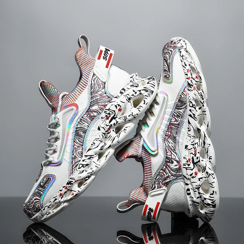 Street-style splattered-sole everyday trainers for men | Rebel Pulse -9
