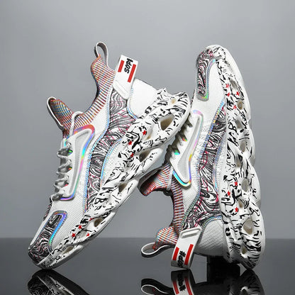 Street-style splattered-sole everyday trainers for men | Rebel Pulse -9