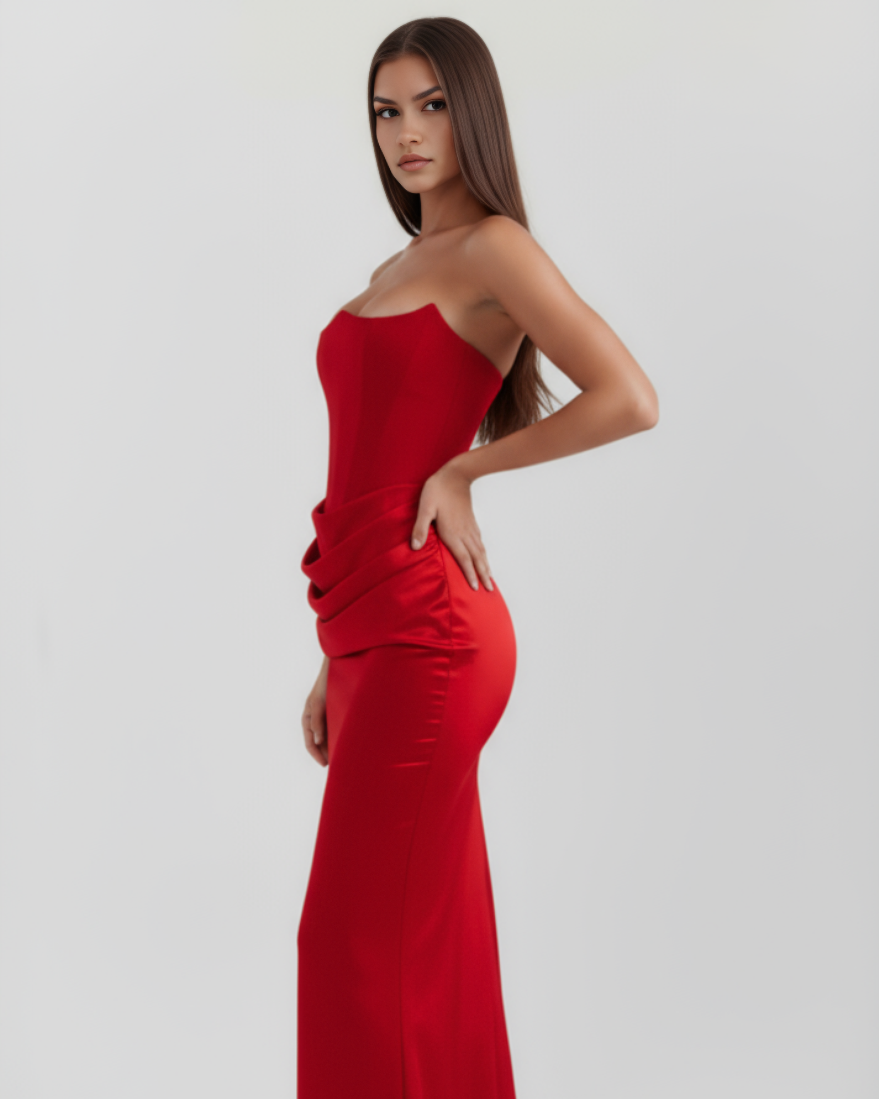 Sculpted corset strapless maxi dress for women | Rosalind