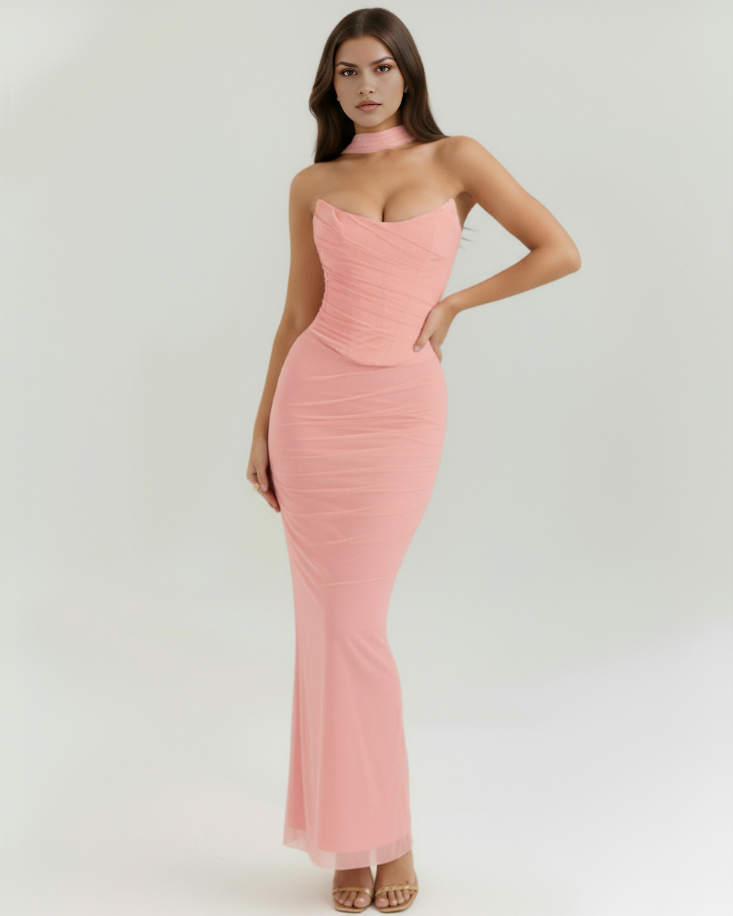 Elegant halter corset maxi dress for women | Malu