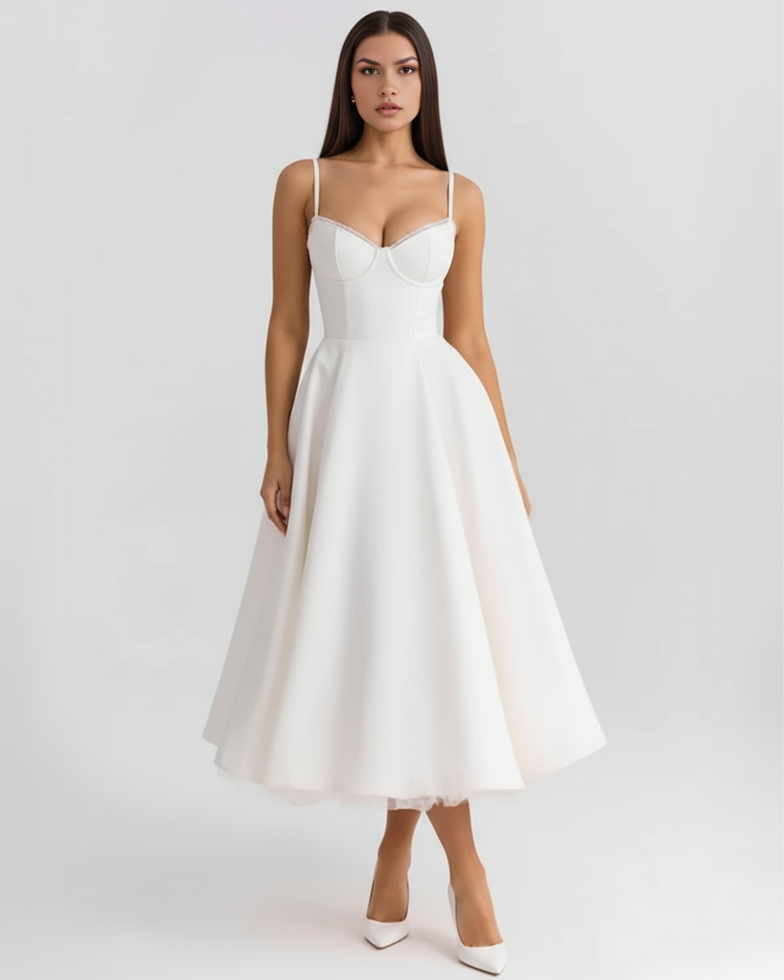 Satin boned corset midi dress for women | Selene