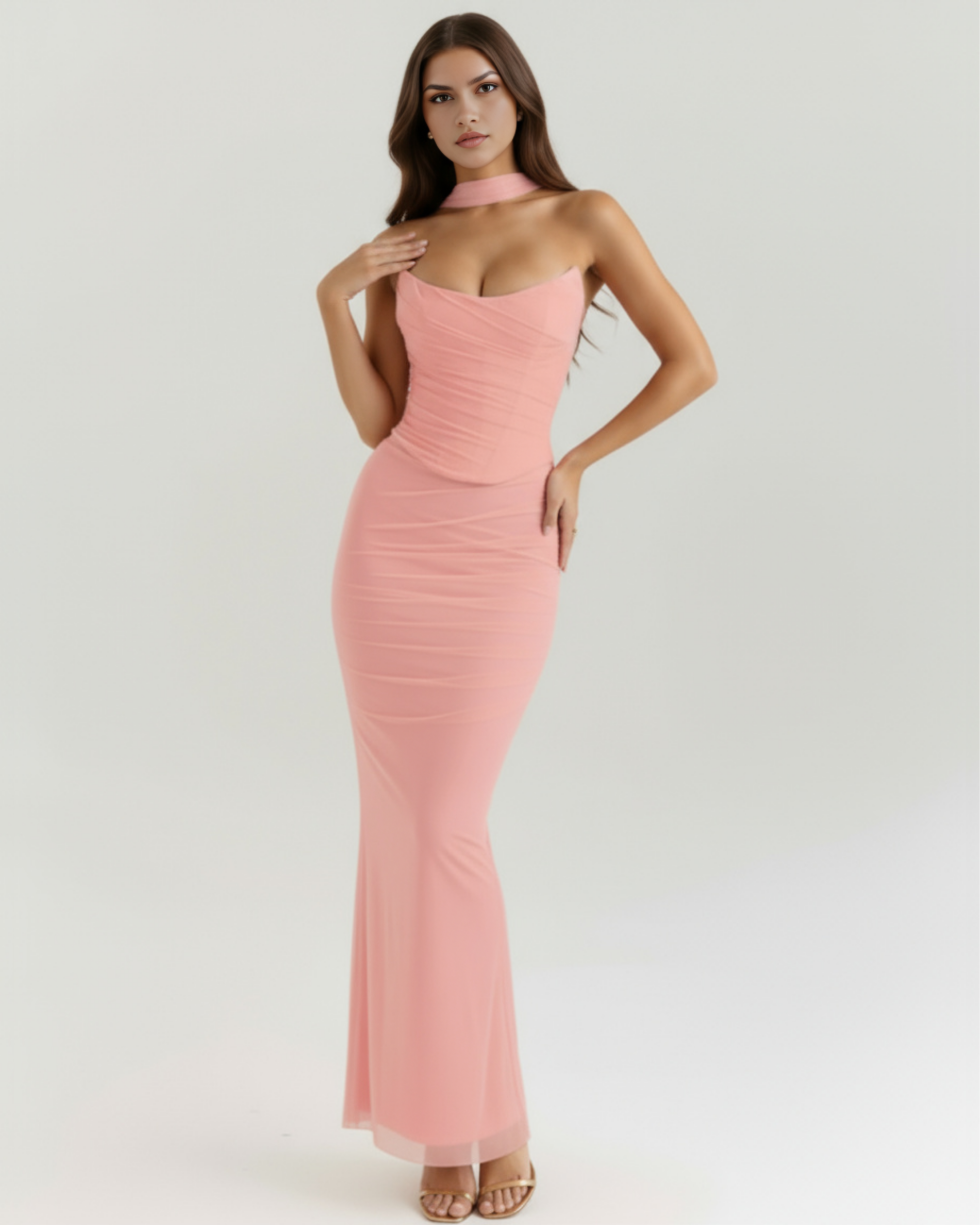 Elegant halter corset maxi dress for women | Malu