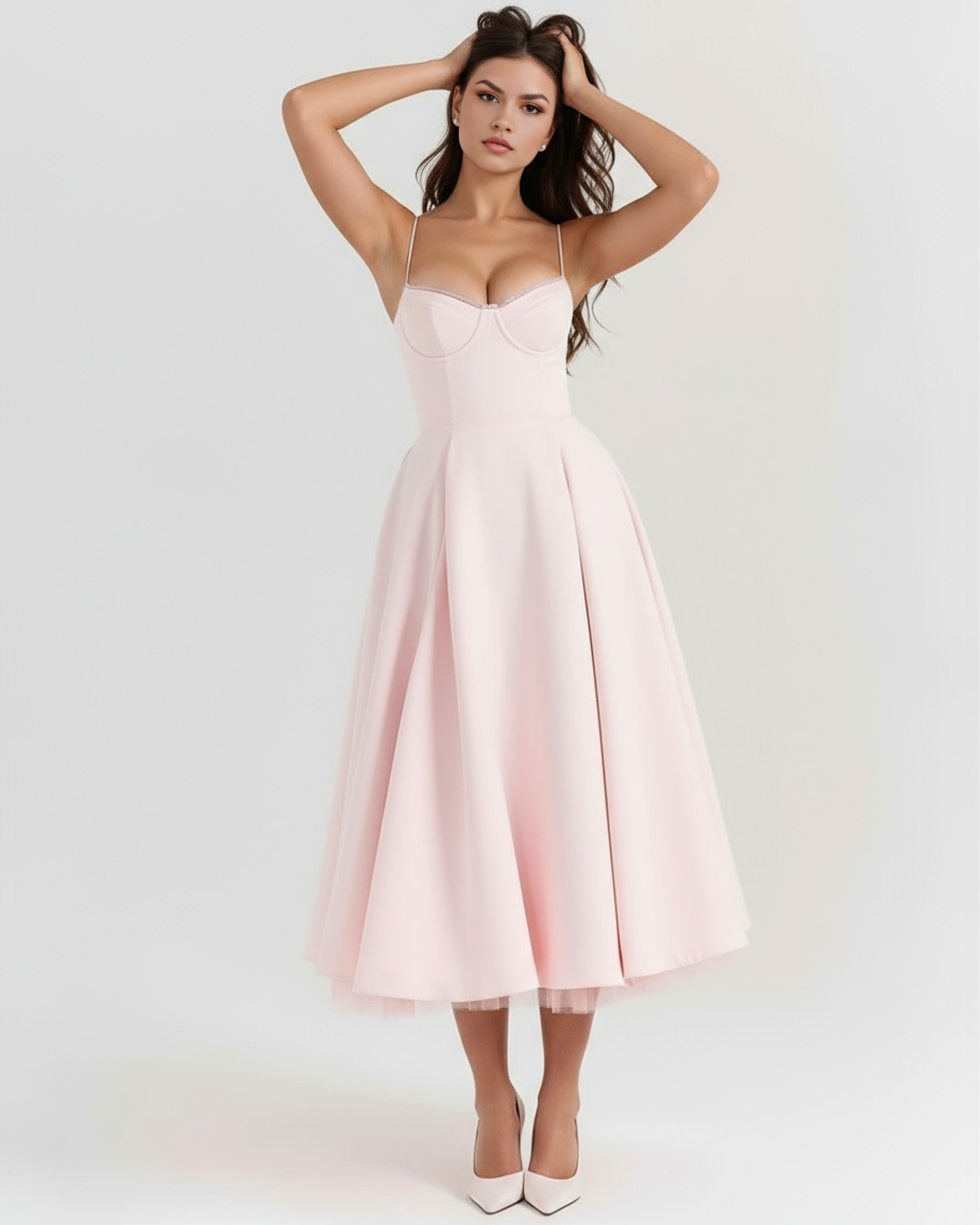 Satin boned corset midi dress for women | Selene