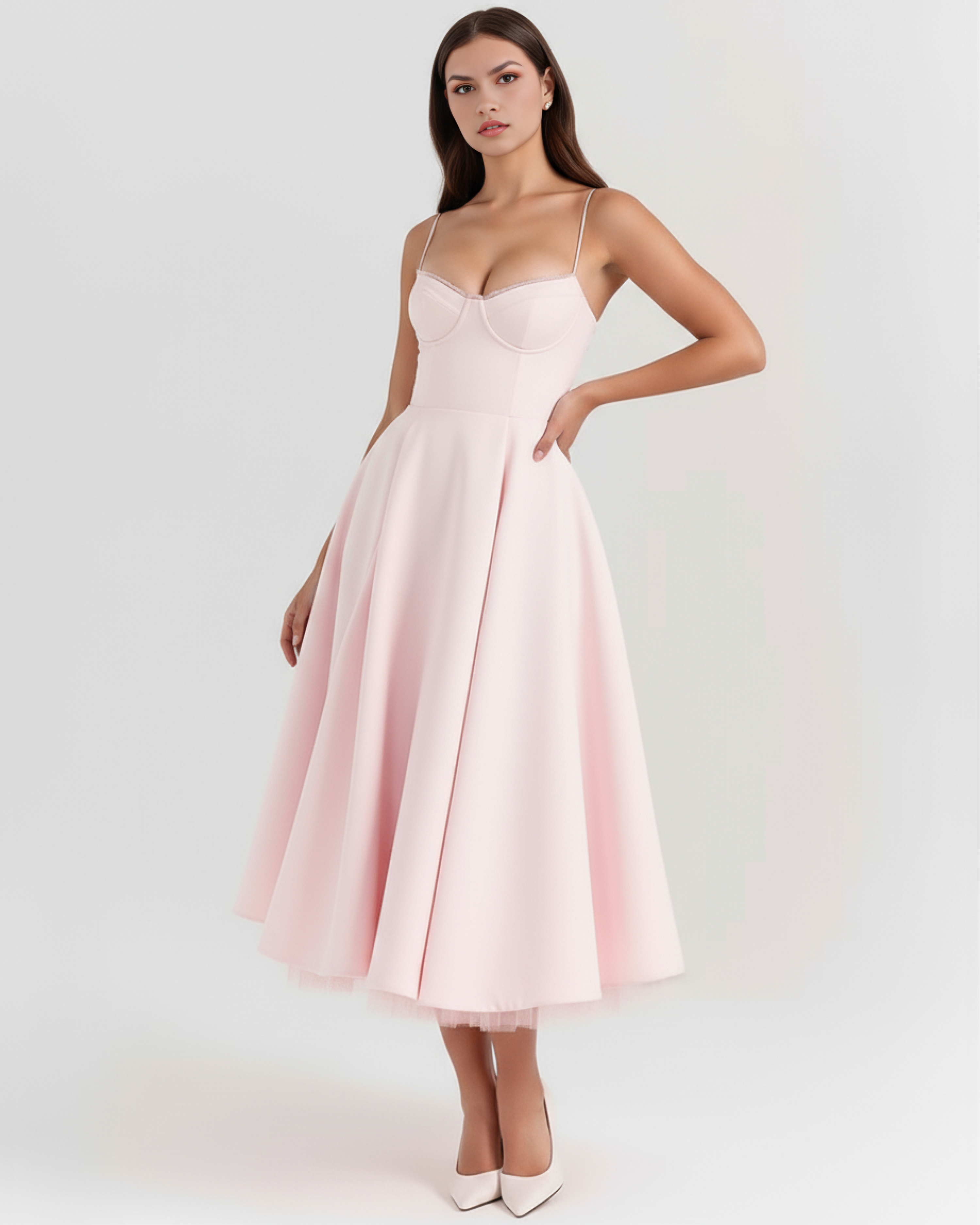 Satin boned corset midi dress for women | Selene