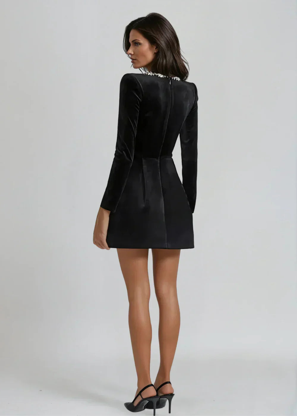Elegant square-neck mini dress with long sleeves Chic for Women | Willow Grace