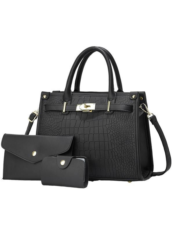 Crocodile embossed crossbody handbag set for women | Alenor