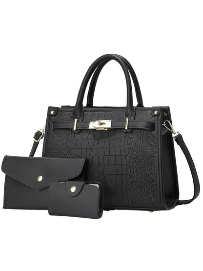 Crocodile embossed crossbody handbag set for women | Alenor