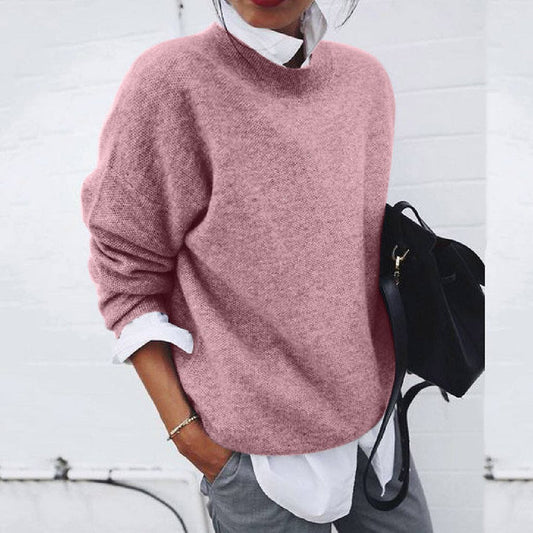 Elegant classic round-neck knit sweater Cozy for Women | Elena Grace