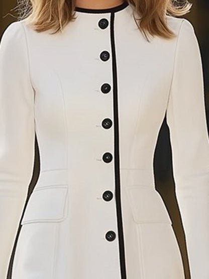 Colorblock round-neck dress with contrasting hem Chic for Women | Elvaria