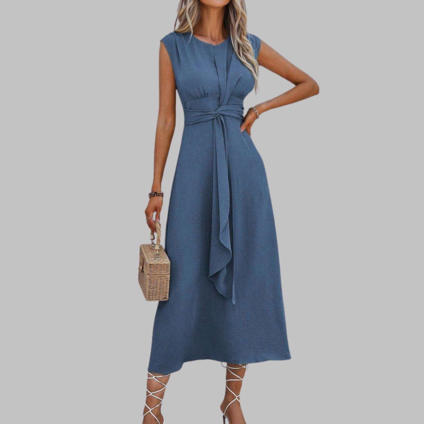 Sleeveless round neck maxi dress for women | Reese