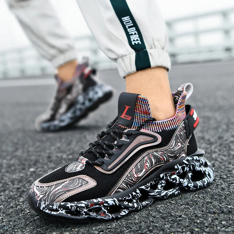 Street-style splattered-sole everyday trainers for men | Rebel Pulse -3