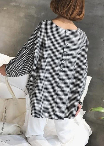 French Plaid Asymmetrical Blouse Chic for Women | Mirelune