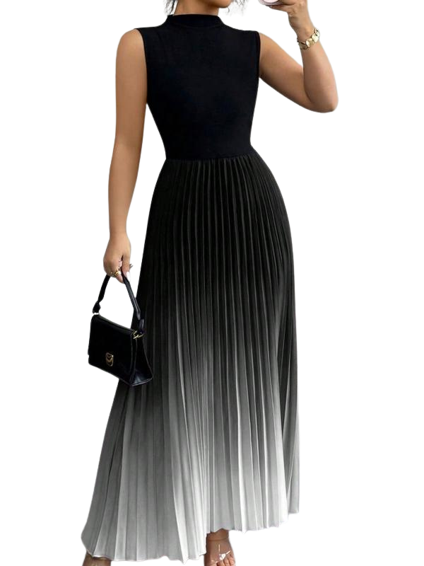 Ombre sleeveless pleated evening dress for women | Yza