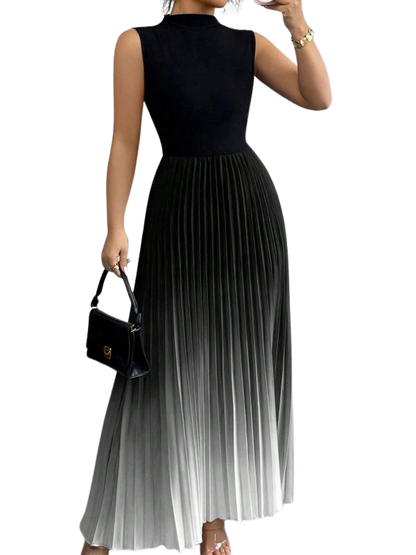 Ombre sleeveless pleated evening dress for women | Yza