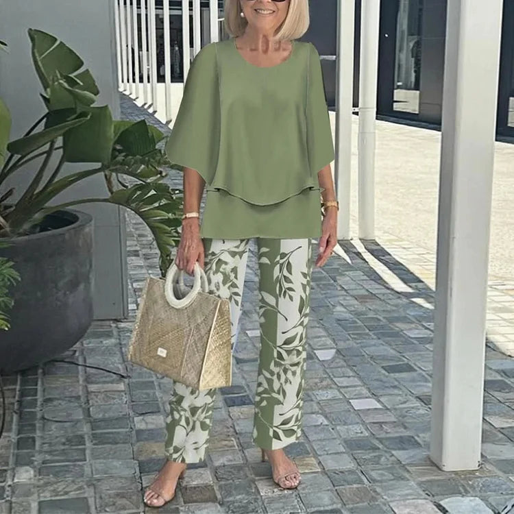 Printed two-piece outfit set for women | Genevieve