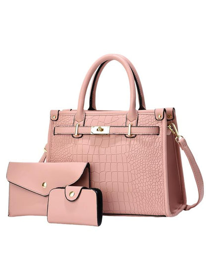 Crocodile embossed crossbody handbag set for women | Alenor