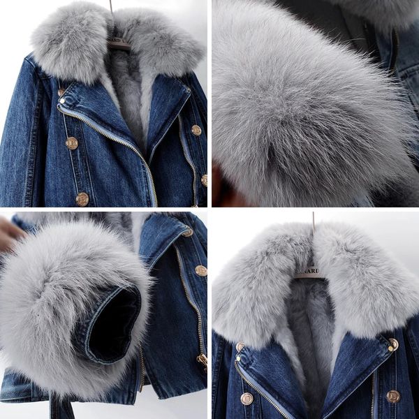 Faux fur denim jacket for women | Phylicia