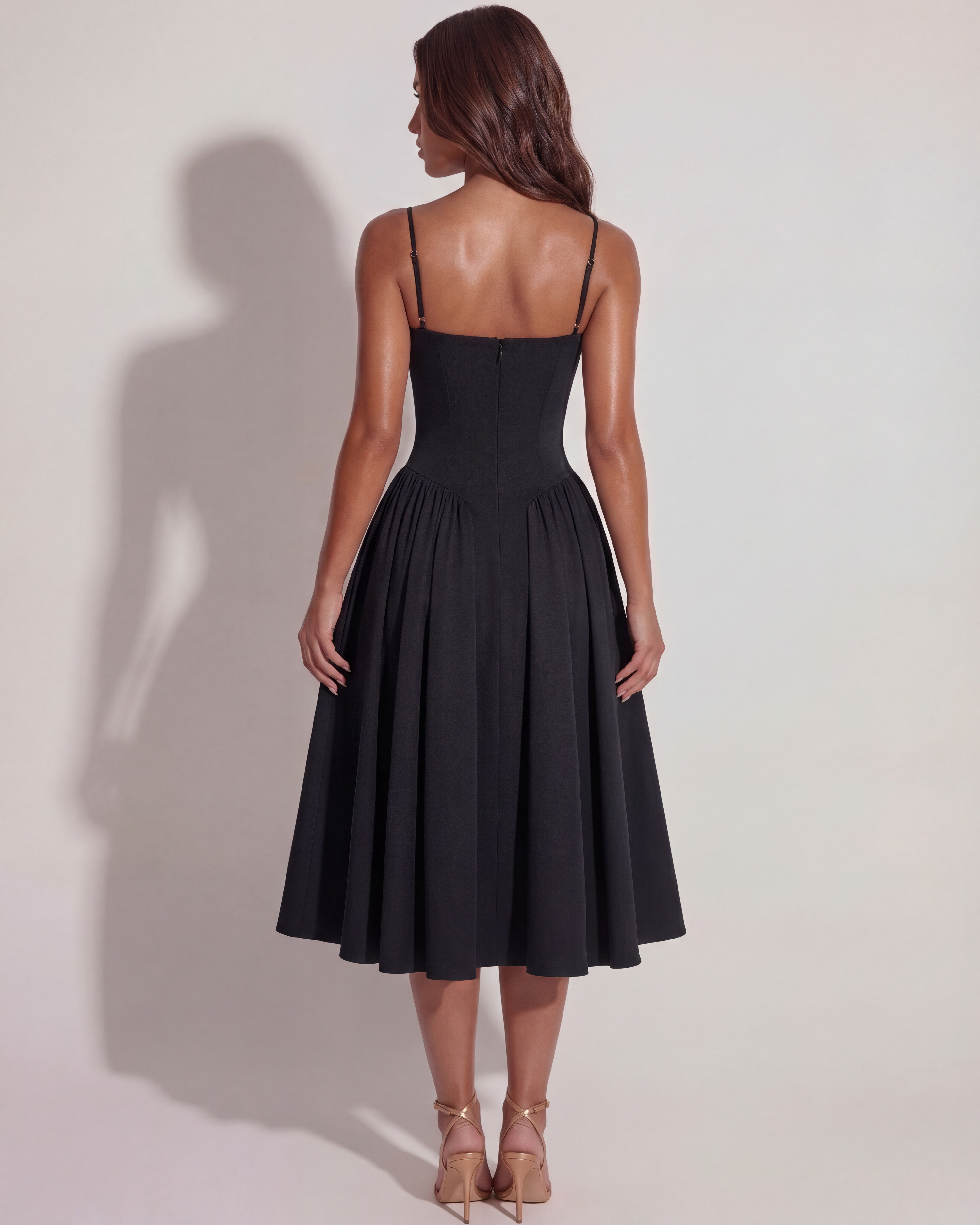Sweetheart neckline boned midi dress for women | Francesca