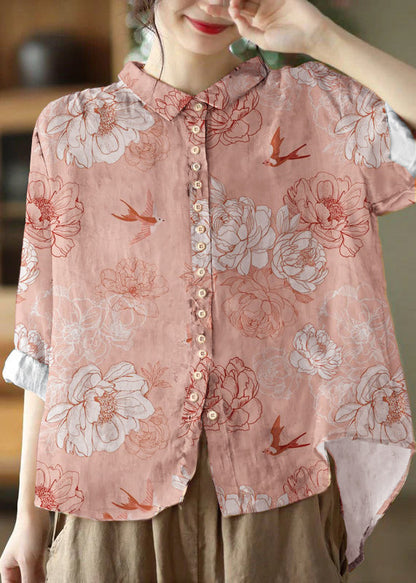 Orange Peter Pan Collar Button Blouse Chic for Women | Solenne