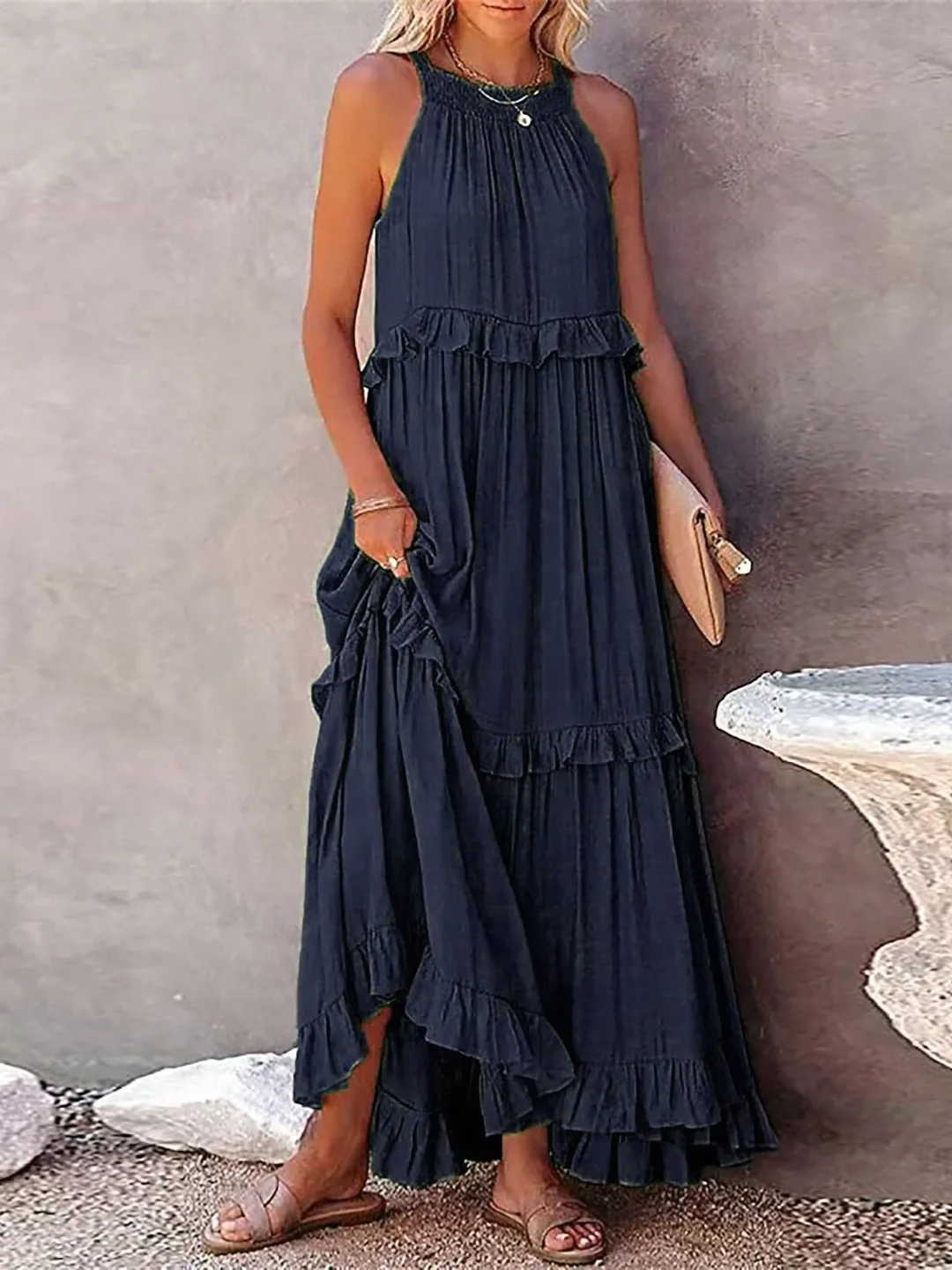 Tiered ruffle maxi dress for women | Lara