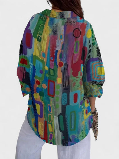 Elegant geometric pattern blouse for women | Rose -2