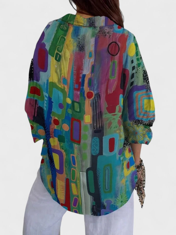 Printed button-up everyday blouse for women | Roseline -2