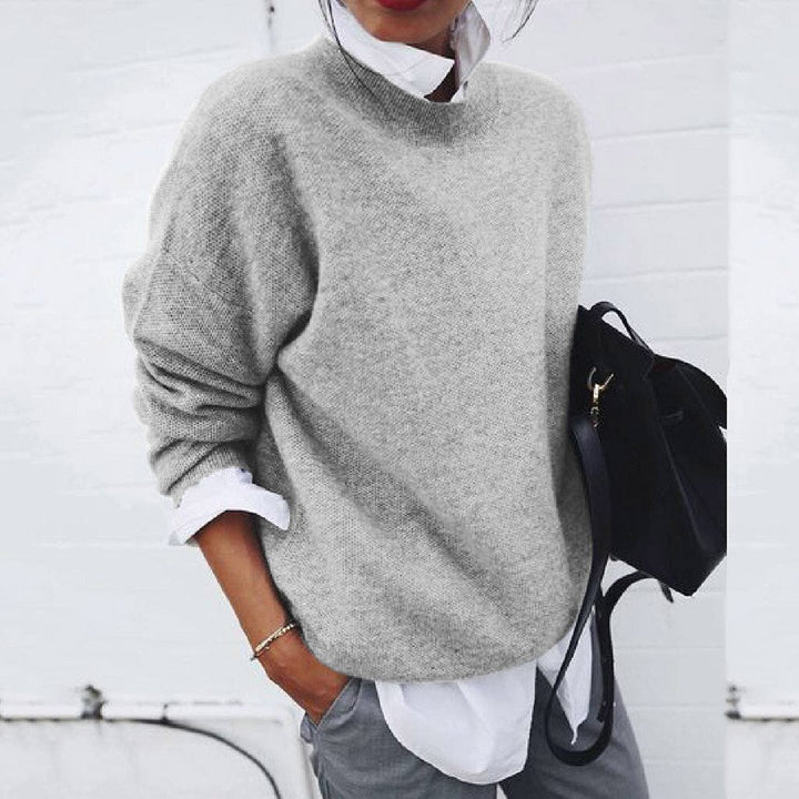 Elegant classic round-neck knit sweater Cozy for Women | Elena Grace