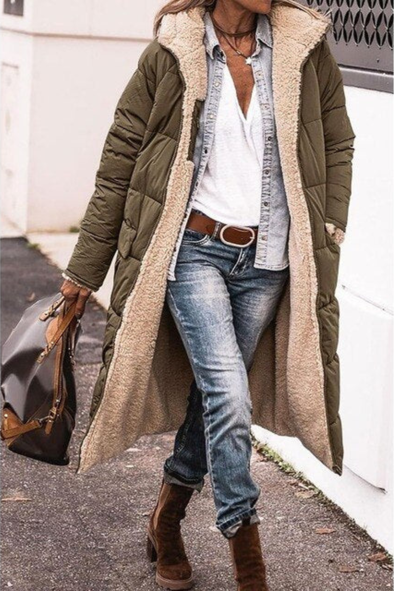 Elegant reversible long coat for women | Elvoria