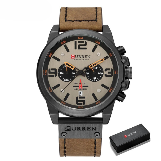 Chronograph leather-strap classic watch for men | The Hudson Classic -21