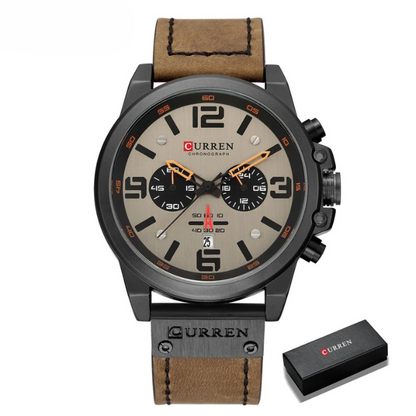 Chronograph leather-strap classic watch for men | The Hudson Classic -21