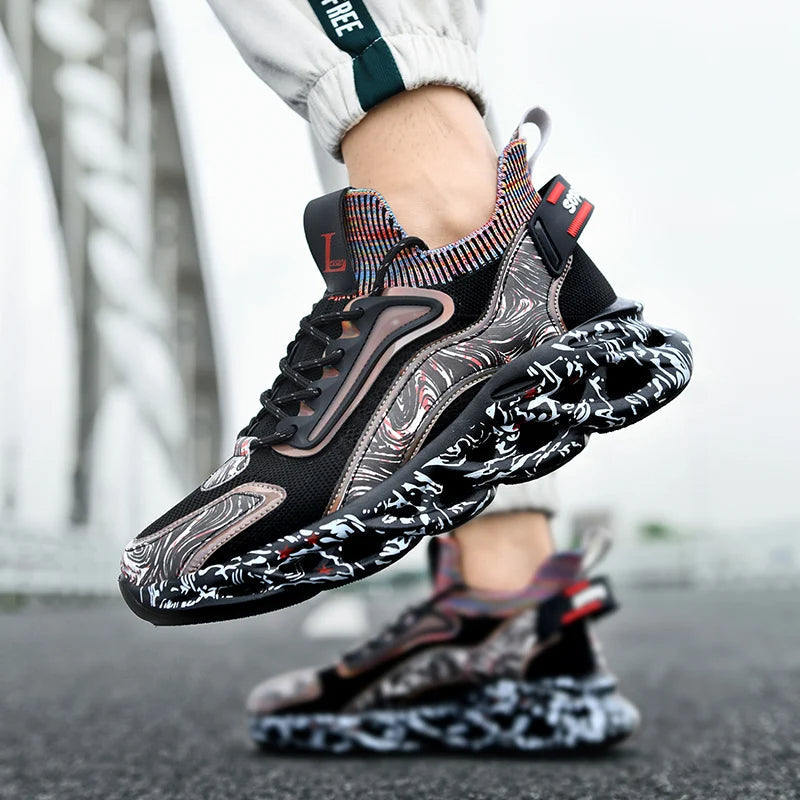 Street-style splattered-sole everyday trainers for men | Rebel Pulse -4