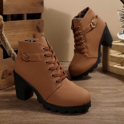 Chunky lace-up ankle boots for women | Katni