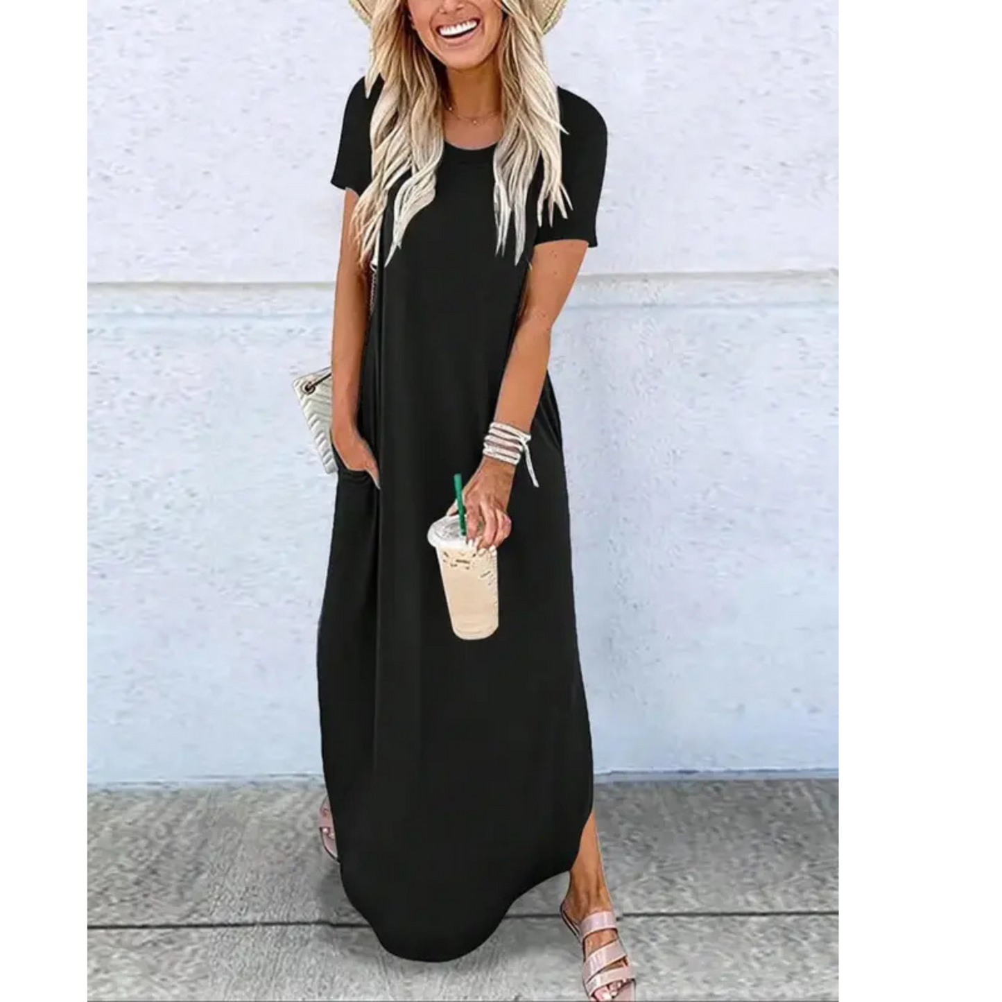 Casual round neck maxi dress for women | Relna