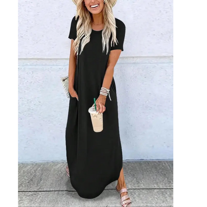 Casual round neck maxi dress for women | Relna