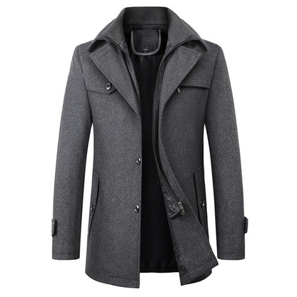 Slim-fit stand-collar long winter overcoat for men | Soprabito -3
