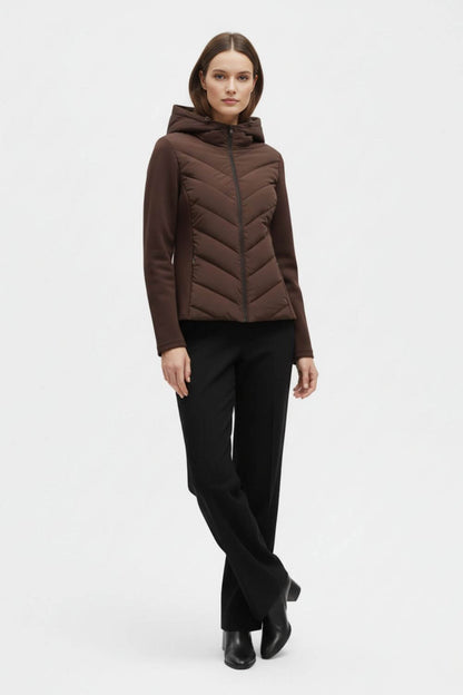Hooded puffer jacket with streamlined silhouette for women | Caurelle