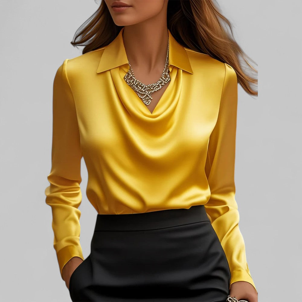 Elegant draped-collar everyday blouse for women | Amélie -7