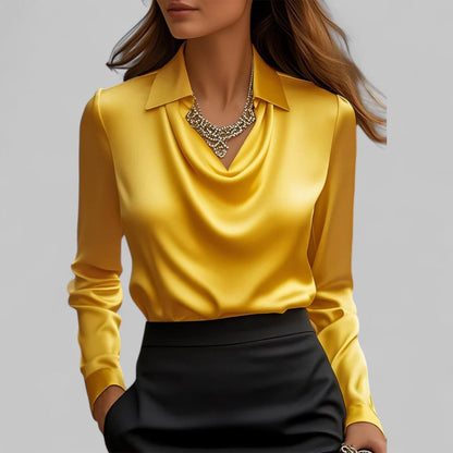 Elegant draped-collar everyday blouse for women | Amélie -7