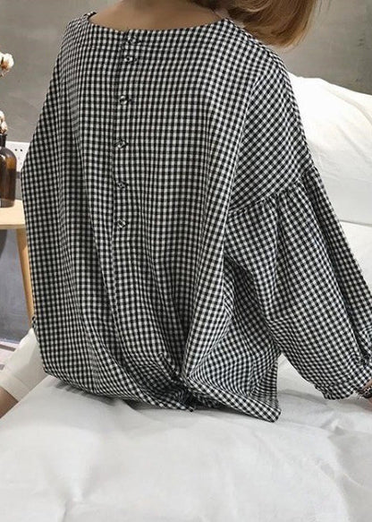 French Plaid Asymmetrical Blouse Chic for Women | Mirelune