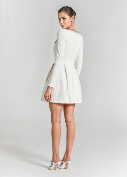 Elegant square-neck mini dress with long sleeves Chic for Women | Willow Grace