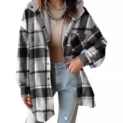 Hooded plaid jacket for women | Tallulah